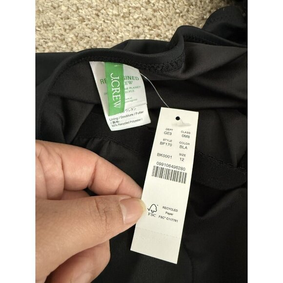 J. Crew Bow One Shoulder One Piece Padded Black Swimsuit UPF NWT 12 Vacation - Picture 8 of 9